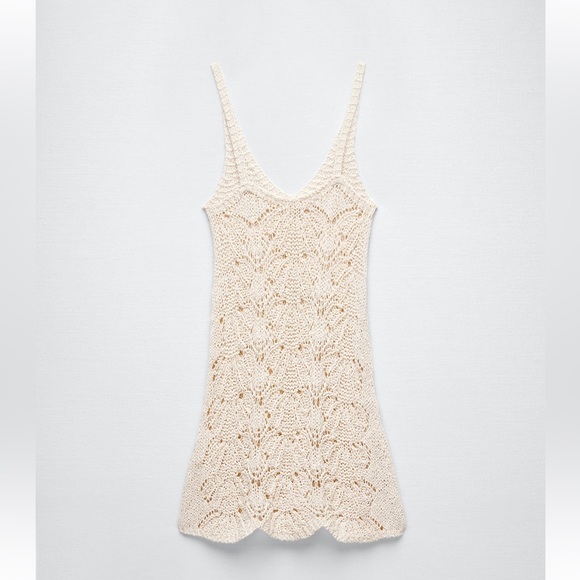 NWOT. Zara Openwork Knit Mini Dress - Picture 4 of 6